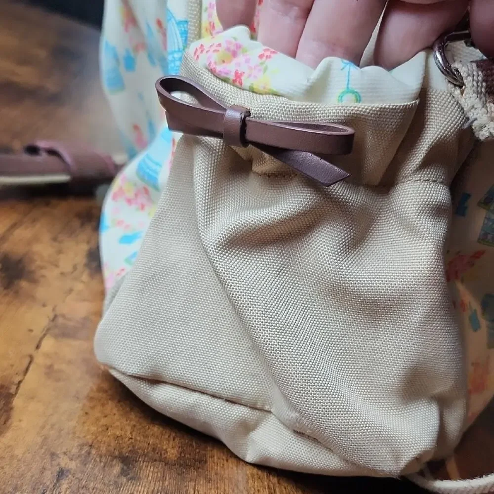 PINK LINING | Yummy Mummy Cream and Brown‎ Floral Blue Birds Baby Diaper Bag
